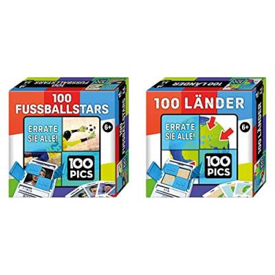 100 PICS 20208047 Quizspiel Fussballstars, ab 6 Jahren & 20208048 Quizspiel Länder, Lernspiel für die ganze Familie, Brainteaser, Reisespiel für Erwachsene und Kinder ab 6 Jahren von 100 PICS