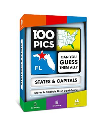 100 PICS US States And Capitals Game – USA Geography Flash Card Quiz, Pocket Puzzles für Erwachsene und Kinder ab 8 Jahren von 100 PICS