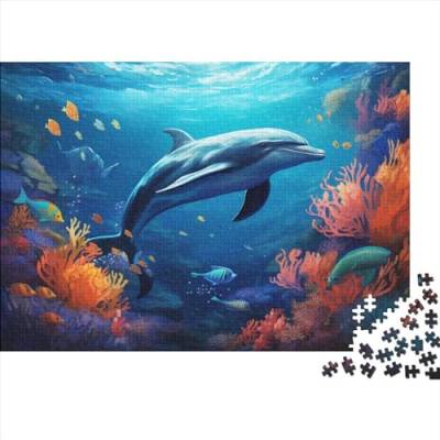 Dolphins (1) Puzzles Für Erwachsene ＆ Kinder 1000 Teile Holz Sea Animals Home Decor Family Challenging Games Geburtstag Lernspiel Stress Relief 1000pcs (75x50cm) von ADOVZ
