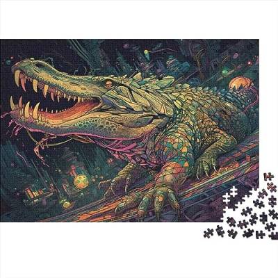 1000-teiliges Puzzle-Spiel,Tier-Krokodil-Puzzle für Erwachsene,Holzpuzzle,Lernspiel,Herausforderungsspielzeug,Größe 75x50cm von ADTEMP