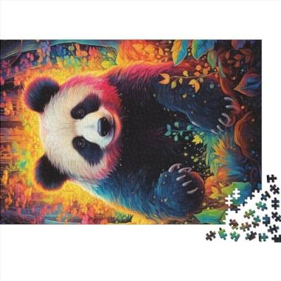 Buntes Tier-Panda-Puzzle, 1000-teiliges Puzzle, Holzpuzzle, Spielzeug, Familienspiel, Schwierigkeitsgrad, Herausforderungspuzzles, 75x50cm von ADTEMP