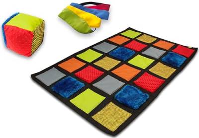 AKSON EDU.COM Twister Sensorische Matte Set - Babyspielmatte, Kinder Bodenmatte, Faltbare Spieldecke mit Sensorik-Matten und mehr von AKSON EDU.COM