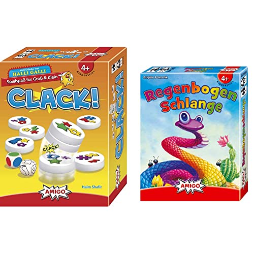 Amigo 02765 - Clack!, 17,1 x 12,8 x 5,6cm & Spiele 9920 - Regenbogenschlange von AMIGO