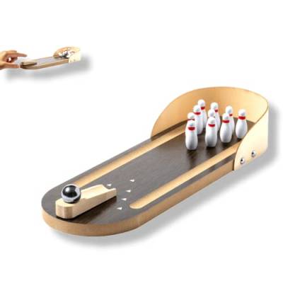 Antevia – Mini-Bowlingspiel aus Holz mit Kegeln, Kugel und Rampe | Reiseformat | tragbares Spielzeug für Erwachsene und Kinder (Bowling Strike) von ANTEVIA Matériaux