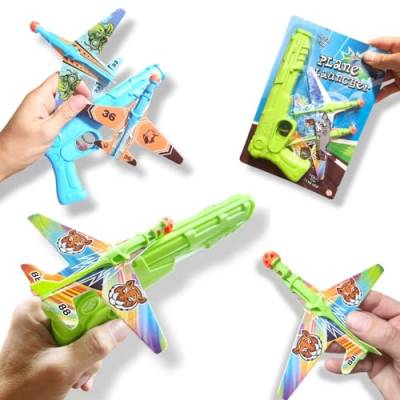 Antevia – Set mit 2 Gleitern Flugzeug + Pistole Launcher | Kinder | Spielzeug | zufällige Farben | leicht und robust | Katapult-Spiele (Flugzeuglauncher) von ANTEVIA Matériaux