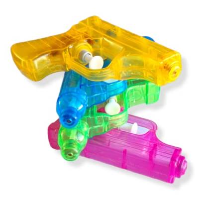 Antevia Wasserpistolen für Kinder, transparent, über 10 Modelle, Wasserstrahl, Material: Kunststoff, Farben: Gelb, Violett, Blau, Gelb, Grün, 4 Stück von ANTEVIA Matériaux