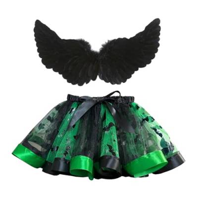 AOOOWER Kostüm Engel Kostüm Set Mit Federn Flügel Und Rock Set Passend Für Mädchen Alter Von 3–8 Jahren Halloween Geschenk Mädchen Kostüm von AOOOWER