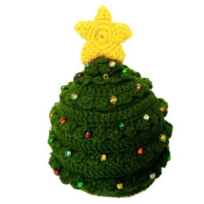 AOOOWER Weihnachtsbaummütze, gestrickte Häkelkappe, Haushaltskopf-Dekorationen für Zuhause, Festival, Urlaub, Party, Dekoration, Urlaubshut von AOOOWER