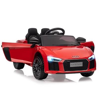 Elektroauto für Kinder, Audi R8 Spyder Lizenziertes Elektroauto für Kinder von 3–8 Jahren mit Kindersicherung, Scherentür, Federung, 3 Geschwindigkeiten, LED-Leuchten, Hupe,Rot von Acekool