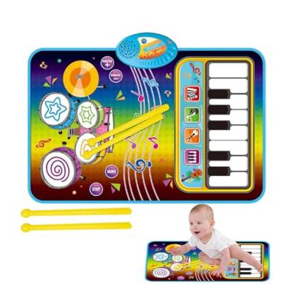 Aibyks Musikmatte für Kinder,Musikspielmatte für Kinder,2-in-1 Touch-Spielmatten-Pads | Musik-Bodendecke, Teppich für Klaviertastatur und Trommelmatte, pädagogisches sensorisches Kinderspielzeug für von Aibyks
