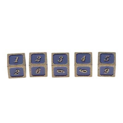 Amagogo 5er Set Sechsseitiger D6 Gold/Bronze Rand Und Zahl mit Vergoldeten Rändern, Blau von Amagogo