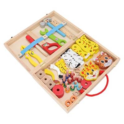Atyhao Holz-Werkzeugkasten-Spielzeug, Starkes, Exquisites Werkzeugkasten-Puzzle-Spielzeug, Langlebig für Zuhause von Atyhao