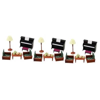 BESTonZON 3 Sätze Sofa Klavier Teese rvice Couchtisch aus Holz Puppe Miniature House miniaturhaus Wohnkultur Kinderspielzeug interessantes Miniaturspielzeug Mini-Hausversorgung Haushalt von BESTonZON