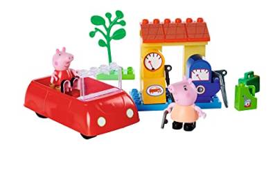 BIG-Bloxx - Peppa Pig Spielzeug-Auto (28 Bausteine) - Peppa Wutz Auto mit Tankstelle und 2 Spielfiguren (Papa & Peppa Wutz), Klemmbaustein-Set für Kinder von 18 Monaten bis 5 Jahre von BIG Spielwarenfabrik
