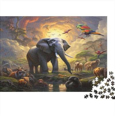 Animal WorldPuzzle 300 Teile,DIY Kit Puzzles Für Erwachsene, Impossible Cute ElephantPuzzle, Geschicklichkeitsspiel Für Die Ganze Familie,Puzzle Home Dekoration 300pcs (40x28cm) von BOHHO