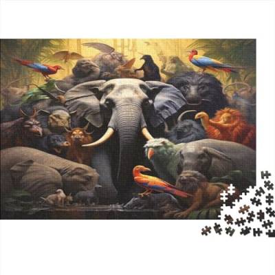 Animal WorldPuzzle 300 Teile,Puzzles Für Erwachsene, Impossible Puzzle, Cute ElephantPuzzle Farbenfrohes Legespiel,farbenfrohes Legespiel 300pcs (40x28cm) von BOHHO