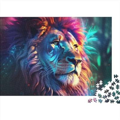 Lion Wood Jigsaw PuzzlePuzzles 300 Teile,Impossible Puzzle, Puzzle Für Erwachsene, Colorful Lion Puzzle Farbenfrohes,Geschicklichkeitsspiel Für Die Ganze Familie 300pcs (40x28cm) von BOHHO