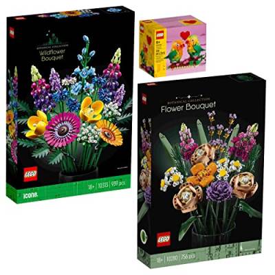 Lego 3er Set: 10313 Wildblumenstrauß, 10280 Blumenstrauß & 40522 Valentins-Turteltauben von BRICKCOMPLETE