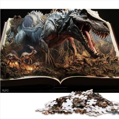 Dinosaurier im Buch, Puzzle für Erwachsene, 1000 Teile, Holzpuzzle für Erwachsene und Kinder ab 10 Jahren, 50 x 75 cm von BUBELS