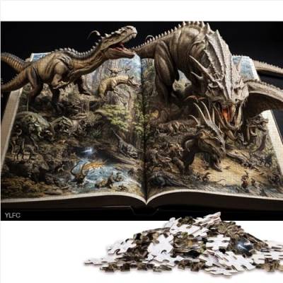Erwachsene 500 Teile Dinosaurier im Buch Holzpuzzle Lernspiel 38x52cm Puzzle für Erwachsene von BUBELS