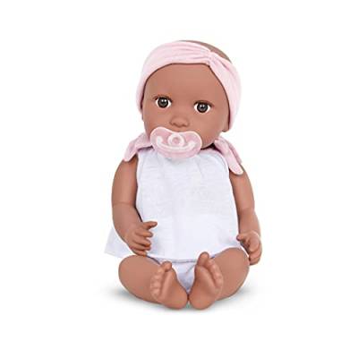 Babi Baby Puppe mit Kleidung in Pink Weiß und Schnuller – Weiche 36 cm Puppe mit mittlerem Hautton und braunen Augen – Spielzeug ab 3 Jahre von Battat
