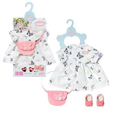 Baby Annabell Deluxe Kleid Set, Schmetterlingskleid mit Tasche und Schuhen für 43 cm Puppen, 706701 Zapf Creation von Baby Annabell