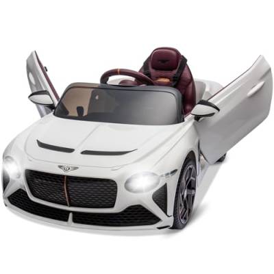 Elektroauto für Kinder, 12 V, lizenziert von Bentley Bacalar. Elektrofahrzeuge mit Kindersicherung, Scherentür, Federung, 3 Geschwindigkeiten, LED-Leuchten, Hupe (Blanc) von Baloveby