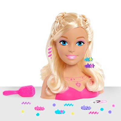 Just Play Barbie Blondes Haar Frisierkopf 20cm mit 20 Zubehörteilen für Styling-Spaß, ab 3 Jahren von Barbie