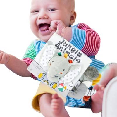 Beedozo Bücher zum sanften Zahnen, Badebücher für Kinder - Kontrastreiche Soft-Tail-Bücher,Stoff-Aktivitätsbücher mit 3D-Touch-Feeling und weichem Schwanz für zahnende Kinder, Jungen und Mädchen von Beedozo