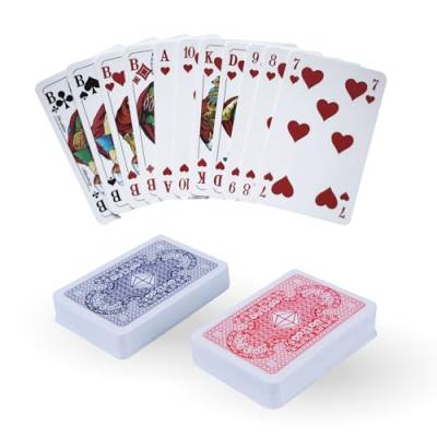 Bestlivings Spielkarten Kartenspiel 2 x 55 Blatt - Profiqualität für Rommé, Bridge,Canasta Poker oder Skat u.v.m. - Französisches Bild (1x Rot - 1x Blau) von Bestlivings