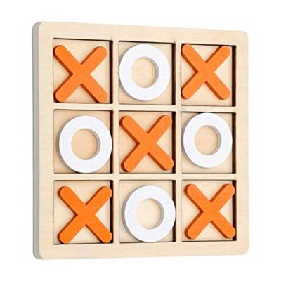 Tic- Tac- Toe Spiel Mini-Tisch Brett Aus Holz Nullen und Kreuze Spiel X-O Blöcke Brettspiele Reisespiele für Familien Kinderspiele Taschengeld Spielzeug 14 x 14 cm (A) von Bimhayuu