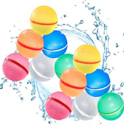 Wiederverwendbare Wasserbomben Selbstschließend Silikon Magnet Wasserbomben für Kinder Erwachsene Nachhaltige Selbstdichtende Wasserball Sommerspaß Outdoor Wasserspielzeug für Kinder (12 STK) von Bimhayuu