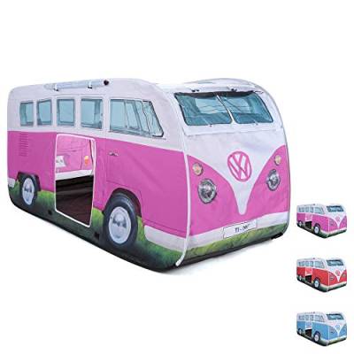 Board Masters - Volkswagen Kinder-Pop-Up-Spiel-Zelt im T1 Bulli Bus Design 165 cm (Bus Front/Pink) von Board Masters