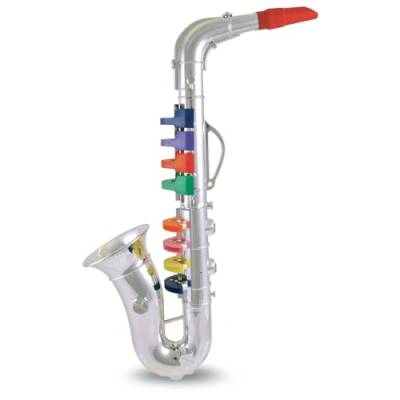 Bontempi 32 4331 Saxophon mit 8 farbigen Tasten/Noten. L. 415 mm, blau von Bontempi