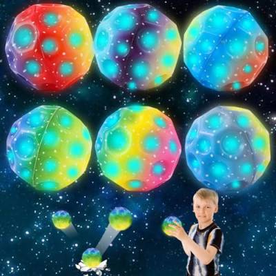 Astro Jump Ball, Mini Farbiger Jump Ball Hohe Bounce Loch Ball Toy, Leuchtender Astro Jump Mond Ball,Mehrfarbig Space Moon Ball,Jump Bounce Ball Mini Bouncing Ball Toy für Kids Party Gift (6p) von Booaee