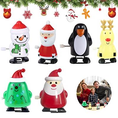 Booaee 6 Stück Kinder Aufziehspielzeug, Weihnachten Aufziehspielzeug Pinguin Rentier Weihnachtsbaum Schneemann Weihnachtsmann, Spielzeuge zum Aufziehen, Uhrwerk Spielzeug Geschenk für Baby Kinder von Booaee