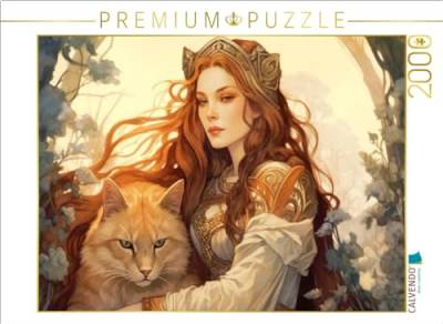 CALVENDO Puzzle Keltische Prinzessin mit Katze | 2000 Teile Lege-Größe 90 x 67 cm Foto-Puzzle für glückliche Stunden von CALVENDO