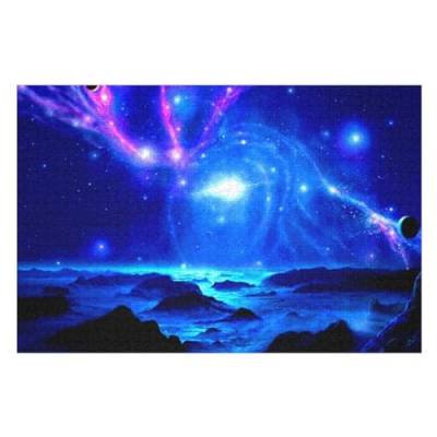 Puzzle für Erwachsene und Kinder ab 14 Jahren, 1000 StüCkFantastische Blaue Universum-Galaxie-Nacht,Lernspielzeug FüR Kinder 70x50 von CARGUS