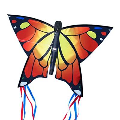 CIM Leichtwind Schmetterling Drachen - Butterfly ORANGE - Einleiner Flugdrachen für Kinder ab 3 Jahren - 58x40cm - inkl. 20m Drachenschnur - fertig aufgebaut - sofort flugbereit von CIM