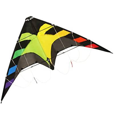 CIM Lenkdrachen - Spider Rainbow - für Kinder ab 8 Jahren - Abmessung: 145x78cm - inkl. Steuerleinen mit Gurtschlaufen von CIM