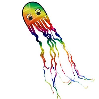 CIM Oktopus Drachen - Krake DRAKI Rainbow - Einleiner für Kinder ab 3 Jahren - Abmessung: 25x160cm - inkl. Drachenschnur von CIM