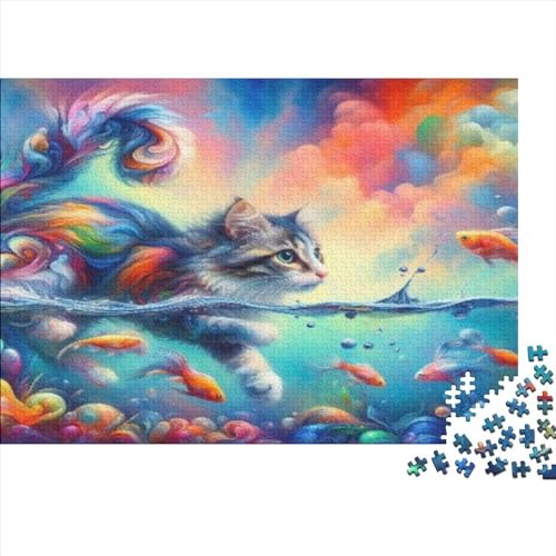 Kitten Jumps Into Aquarium Puzzles 500 Teile Für Erwachsene Puzzles Für Erwachsene 500 Teile Puzzle Lernspiele Heimdekoration Puzzle 500pcs (52x38cm) von CPXSEMAZA