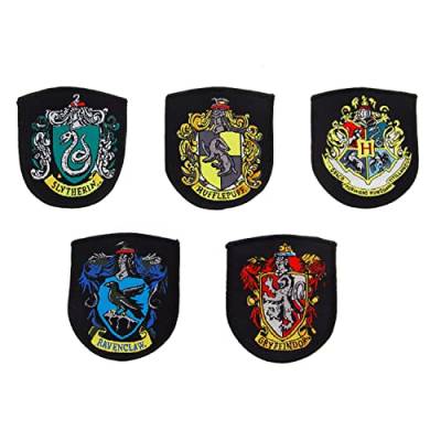Cinereplicas Harry Potter - Aufnäher Hogwarts Häuser Wappen (Satz von 5) - Offizielle Lizenz von Cinereplicas
