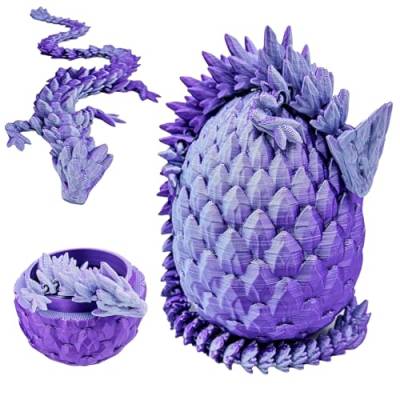 Claofoc 3D Gedrucktes Drachenei Geheimnisvolle Dracheneier mit Drachen im Inneren Heimbüro Schreibtischdekoration Erwachsene Kinder Geschenke Spielzeug (Purple.1) von Claofoc