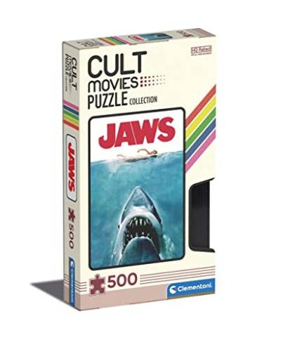 Clementoni 35111 Italy Cult Movies Jaws-Puzzle 500 Teile ab 14 Jahren, Erwachsenenpuzzle mit Wimmelbild, Geschicklichkeitsspiel für die ganze Familie, Mehrfarbig, Medium von Clementoni