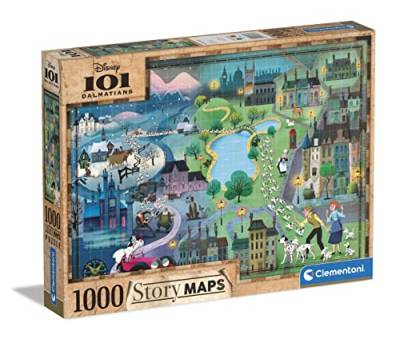 Clementoni 39665 Dalmatas Maps-Disney 101 Dalmatians-Puzzle 1000 Teile für Erwachsene und Kinder ab 10 Jahre, herausforderndes Geschicklichkeitsspiel für die ganze Familie, Mehrfarbig, Medium von Clementoni