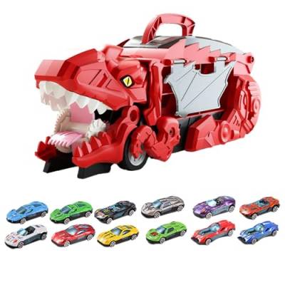 Colcolo Kinder Spielen Fahrzeugspielzeug, verwandelndes Dinosaurierautospielzeug, kreativ, Lernspielzeug für Kinder im Alter von 2 bis 6 Jahren, Rot von Colcolo