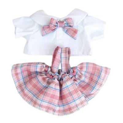 Colcolo Puppen-T-Shirt-Anzug, Mädchen-Puppenkleidung, Foto-Requisiten für Kinder, Geburtstagsgeschenk, modisches Outfit, Anziehsachen für 14,96-Zoll-Puppen, rosa Gitter von Colcolo
