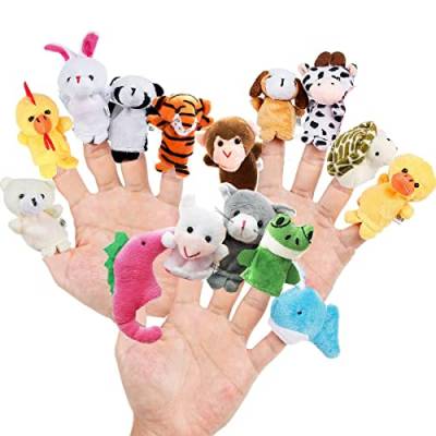 15 Stück Fingerpuppen, Tiere, 4 Themen, Zucht, Wild, Haustier, Meerestiere, Spielzeug, Fantasiegeschenk für Kinder von CreepyParty