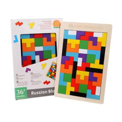 CreoQIJI Klassische Puzzles Holzpuzzle 3D-Puzzles Bunte Geometrie IQ-Spiel STEM Montessori pädagogisches Geschenk für alle Altersgruppen Herausforderung Holzpuzzles (White, One Size) von CreoQIJI